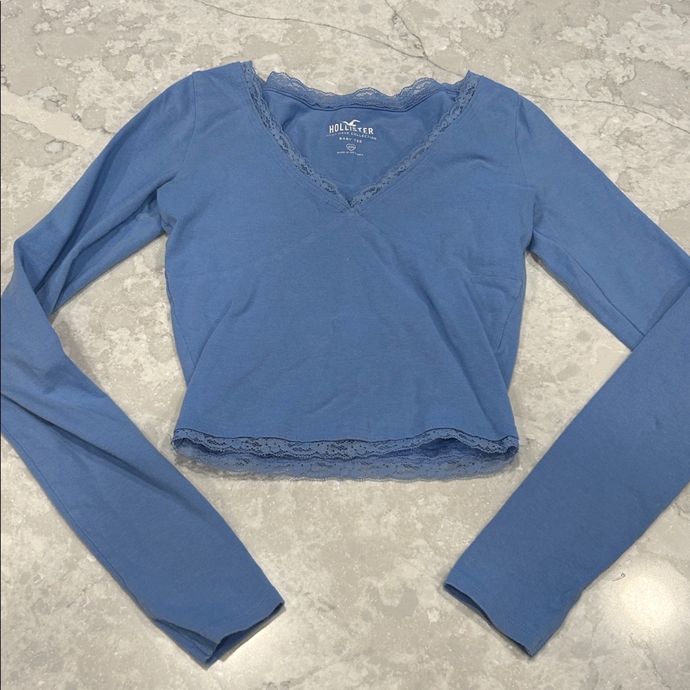 Hollister Blue Baby Tee Long Sleeve